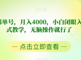 冷门领域书单号收益高吗，一周快速回本的项目实操
